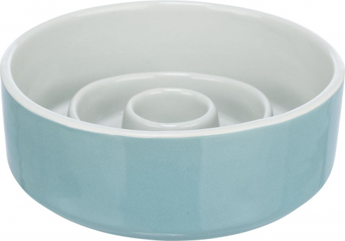 Slow Feeding Napf, Keramik, 0,45 l/ø 14 cm, grau/blau